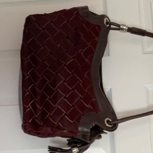 Montini genuine leather and calf hair burgundy handbag.  Made in Italy